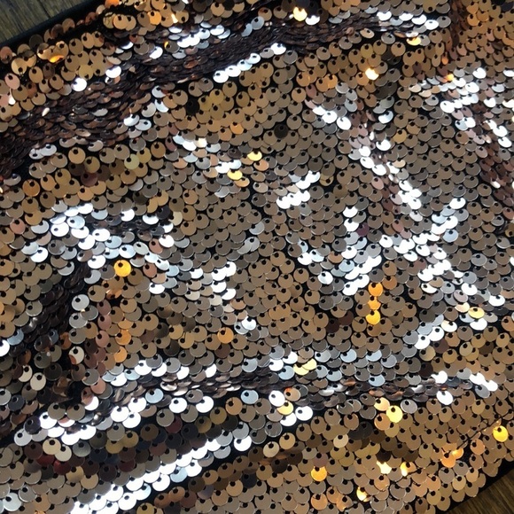 Copper Gold Sequin Spaghetti Strap Stretch Disco Tube Top - Picture 3 of 4